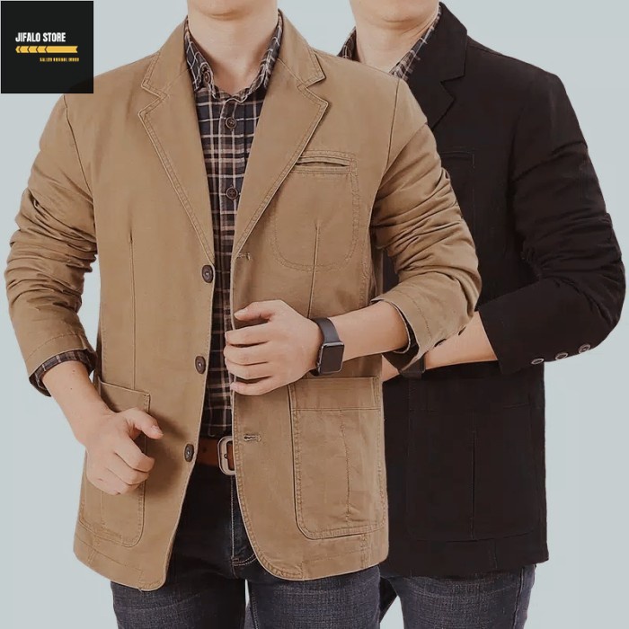 Blazer pria dewasa jumbo big size/Jas blazer pria terbaru katun jumbo / blazer pria casual jumbo bah