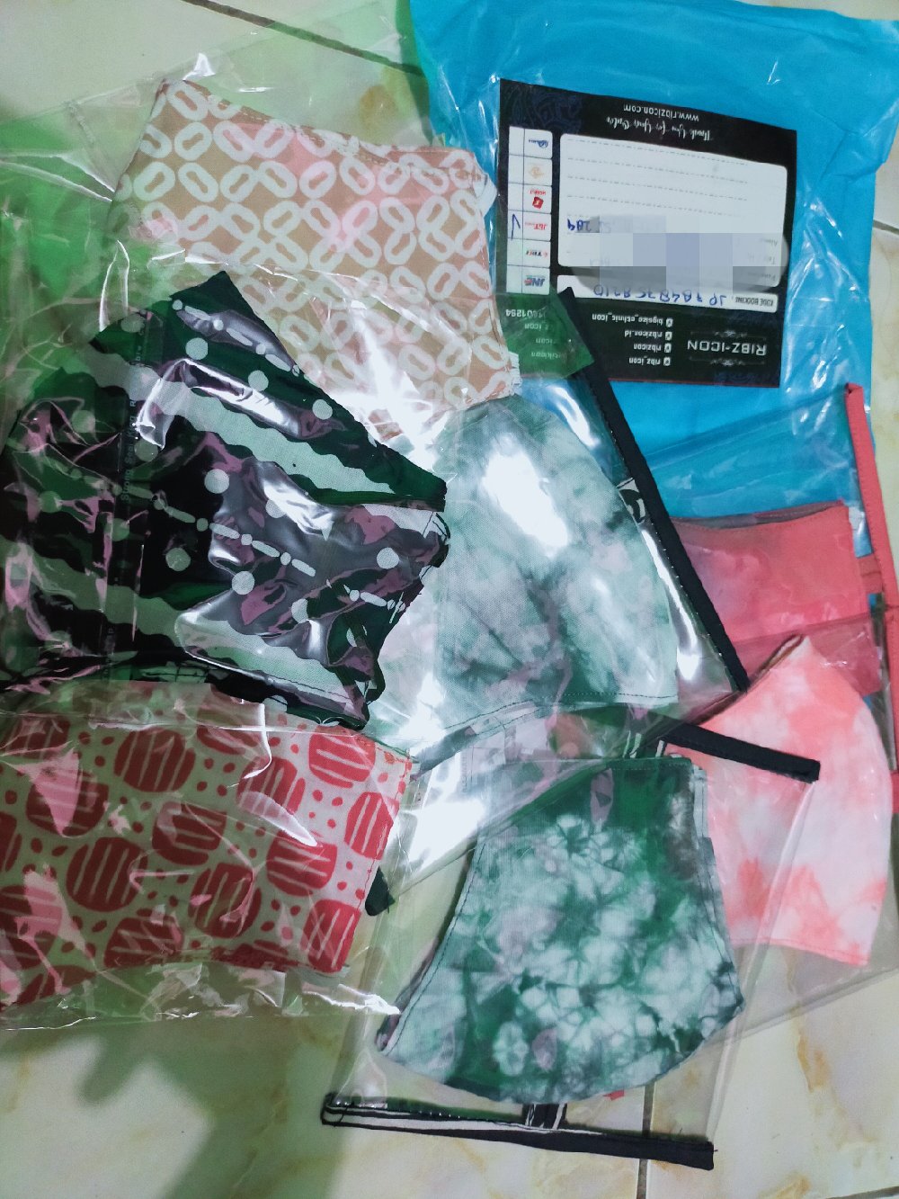Masker Tye Die / Masker Motif Shibory 3 Lapis