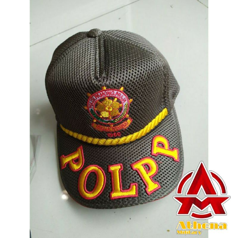 Topi POL PP  Hijau jaring logo list | Topi POL  PP  Hitam jaring Logo List