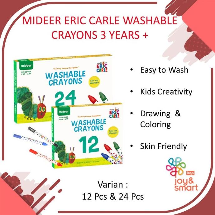 

JOY SMART TOYS MIDEER ERIC CARLE WASHABLE CRAYONS 12 24 CT ALAT LUKIS