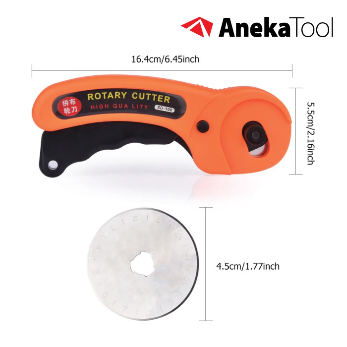 AT Alat Potong Bahan Kain Rotary Cutter 45mm - Kertas Plastik Kulit