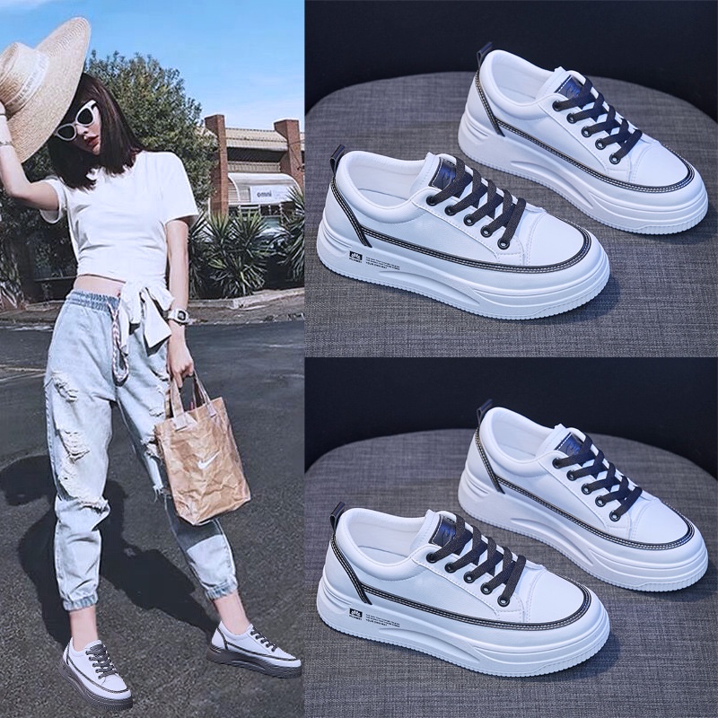 COD Sneakersdaily 2172 Sepatu Sneakers Wanita Sepatu Putih