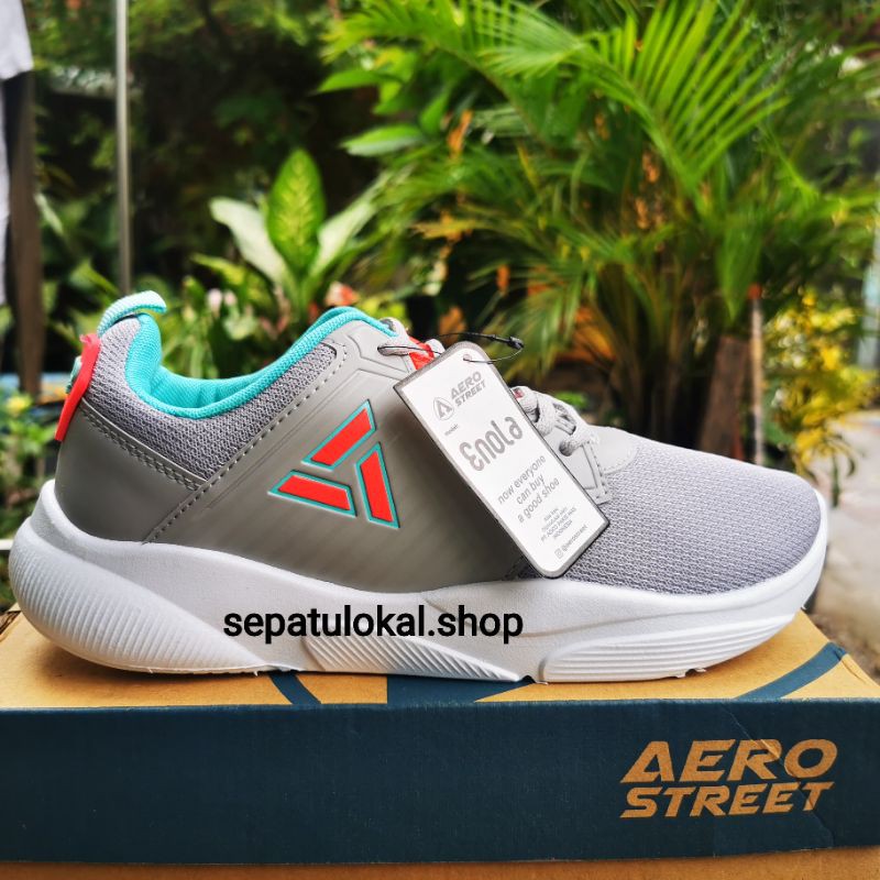 SEPATU SNEAKERS LOKAL LOCAL SPORT OLAHRAGA JOGGING RUNNING CEWEK WANITA AEROSTREET ENOLA ABU