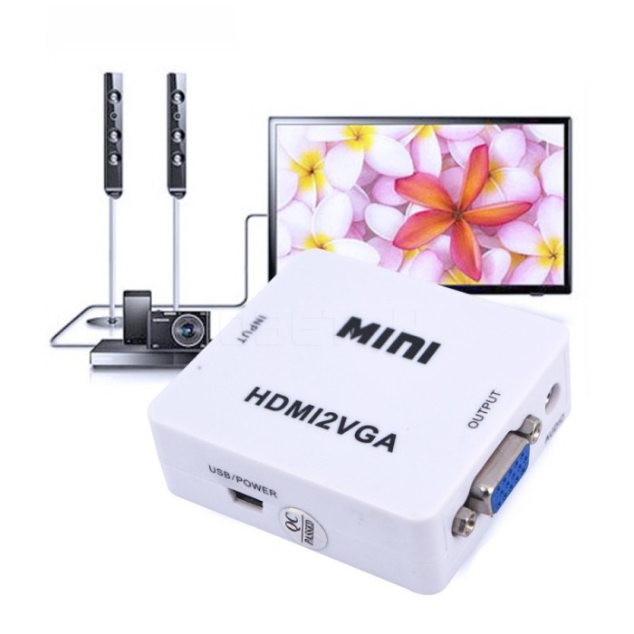 HDMI2VGA Converter HDMI To VGA Mini Adapter HD Video 1080P Grosir