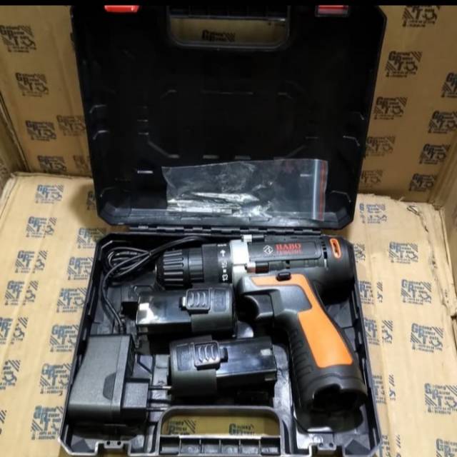 Mesin Bor Baterai Cordless Drill Bor Charger  Cas 2 Baterai