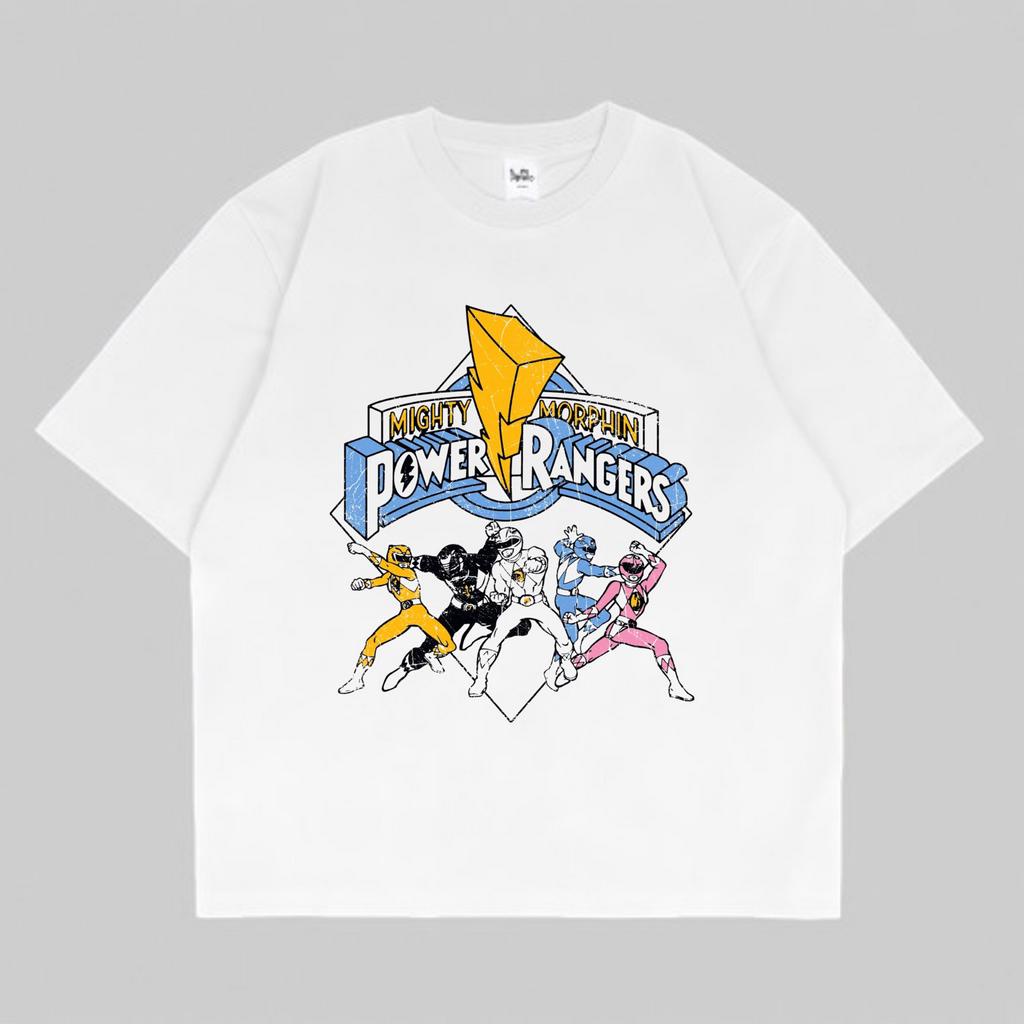 T-SHIRT VINTAGE POWER RANGERS | KAOS 90'S NOSTALGIA POWER RANGERS | BAJU PUTIH OVERSIZE