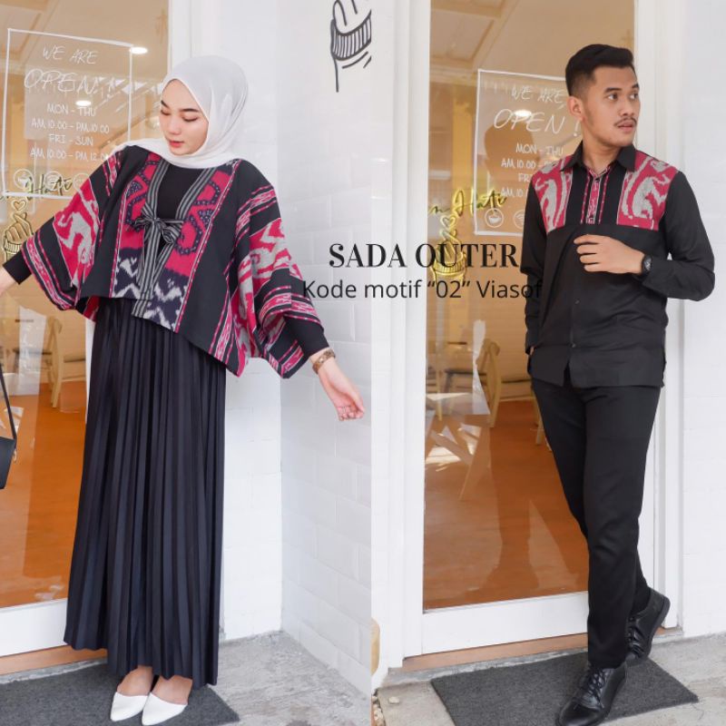 set couple tenun - kemeja tenun pria - kimono tenun