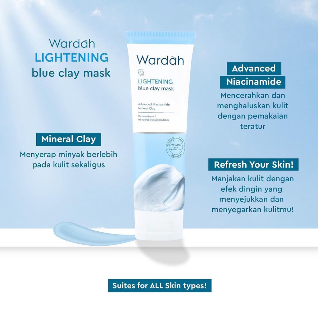 Jual Wardah Lightening Blue Clay Mask G Shopee Indonesia