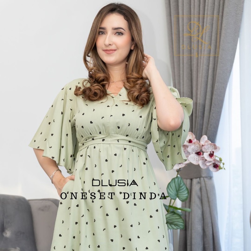 Daster Arab Setelan DLUSIA DINDA One Set Rayon lengan Lonceng Kekinian