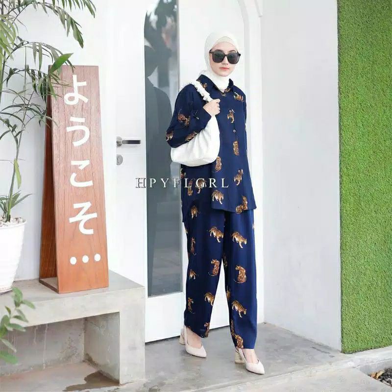 One set katun Rayon // setelan Leopard// COD TERBARU