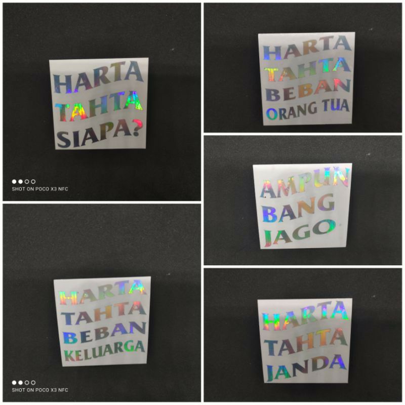 stiker HARTA TAHTA NAMA, stiker Cutting buat Motor Mobil