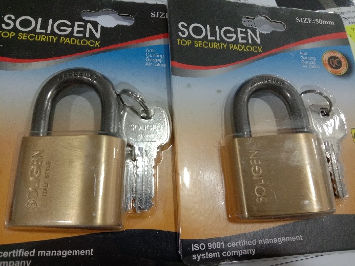 Gembok Soligen Baja Hitam 50 Mm Pendek