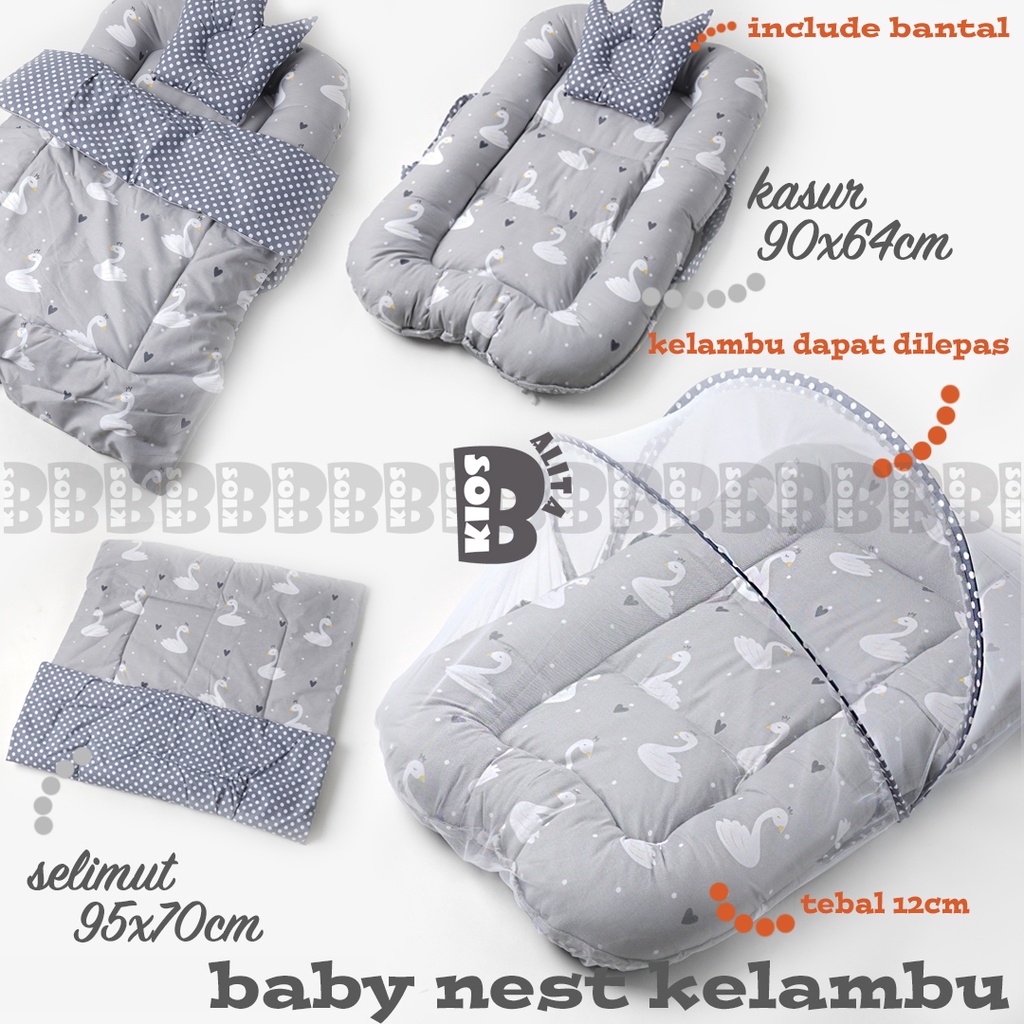 PAKET kasur bayi kojong kelambu baby nest kasur serut + selimut bayi bed cover bayi + FREE BANTAL PEYANG CROWN!! [TERMURAH]