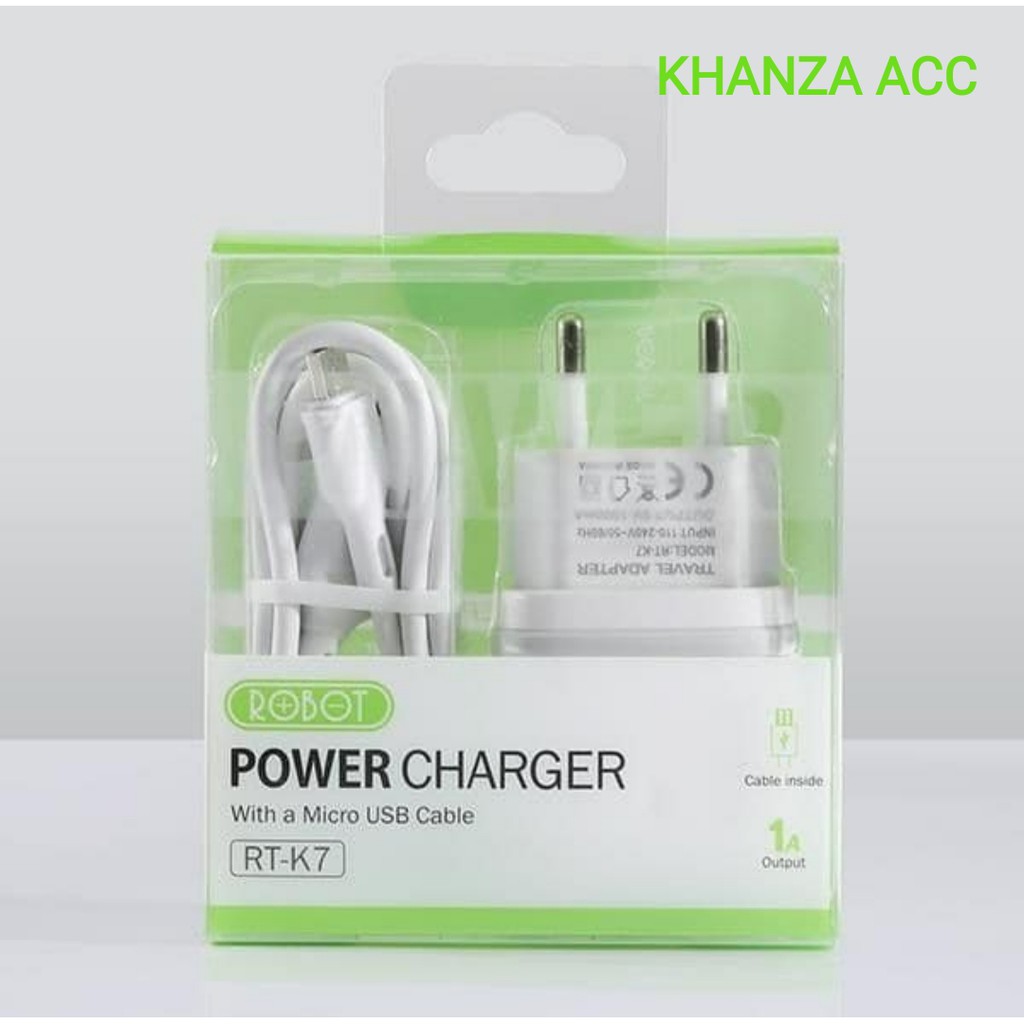 KHANZAACC Robot RT-K7 Quick Charge 5V/1A Fireproof Charger With Micro USB Cable