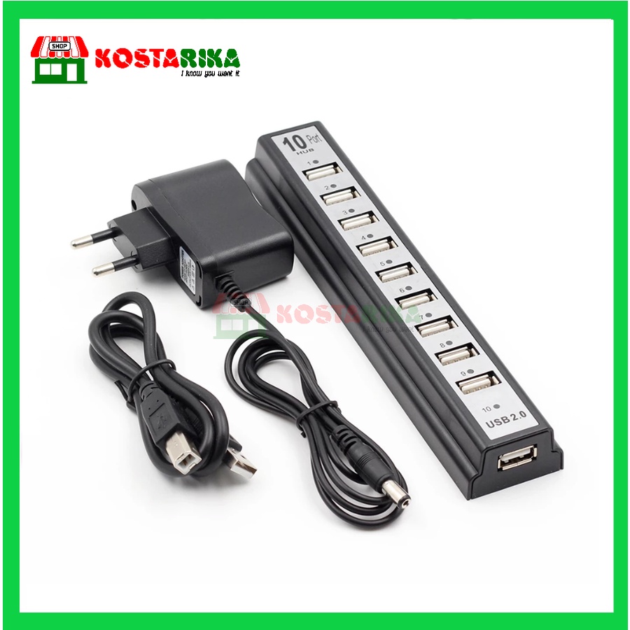 HUB USB 10 port + adaptor power DC 5V