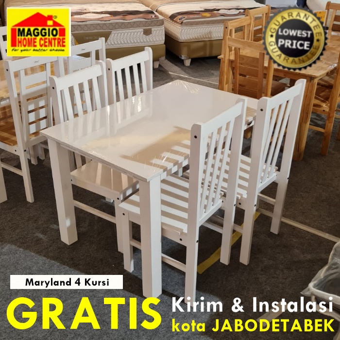 MEJA MAKAN KAYU 4 KURSI - MEJA MAKAN SET 4 KURSI - MARYLAND 4 KURSI - MAGGIO
