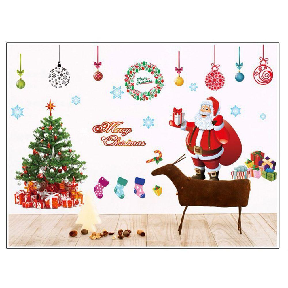 Solighter Stiker Jendela Natal Removable Perlengkapan Pesta Oversized Xmas Tahun Baru Dekorasi Dekoratif Sticker Dinding Decals