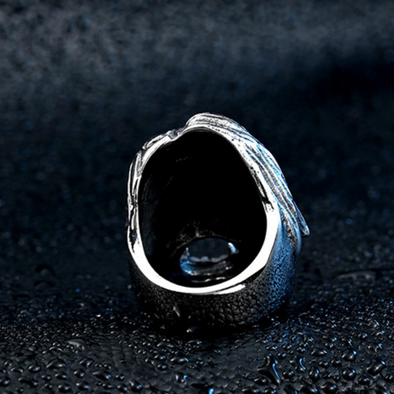 Cincin Motif Kepala Tengkorak Gaya Vintage untuk Pria