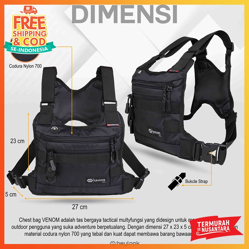 Tas Dada Sepeda Pelindung Dada Chest Bag Tactical Chest Rig Bag Multinfungsi Tas Rompi Biker Motor Tebal Premium