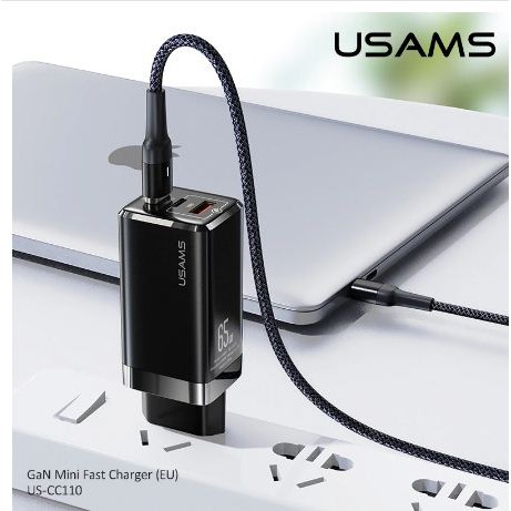 Adapter 65W Batok 65W USAMS 65 GAN Mini Fast Charger EU Original100%