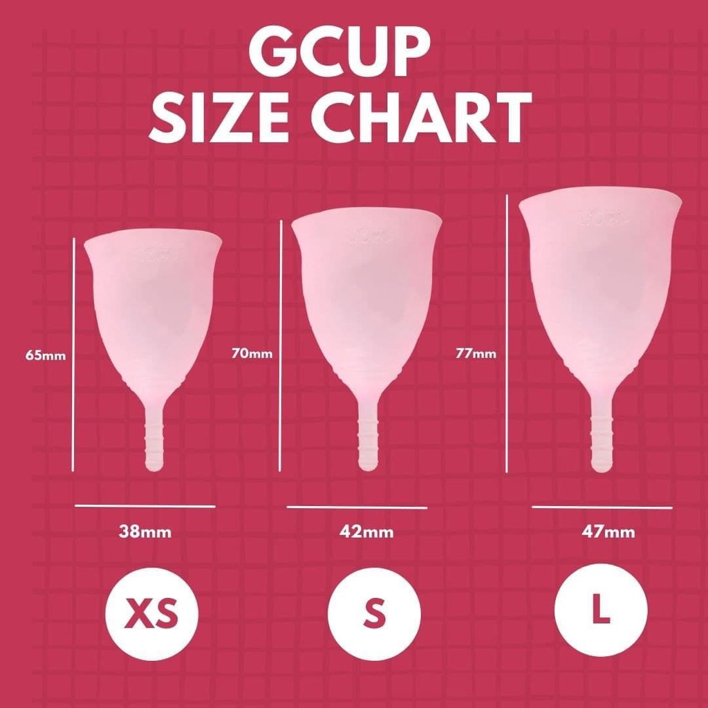 GCUP Girls Menstrual Cup Menscup Extra Small (XS), Small (S), &amp; Large (L) -  FREE LUBRICANT 5 ML