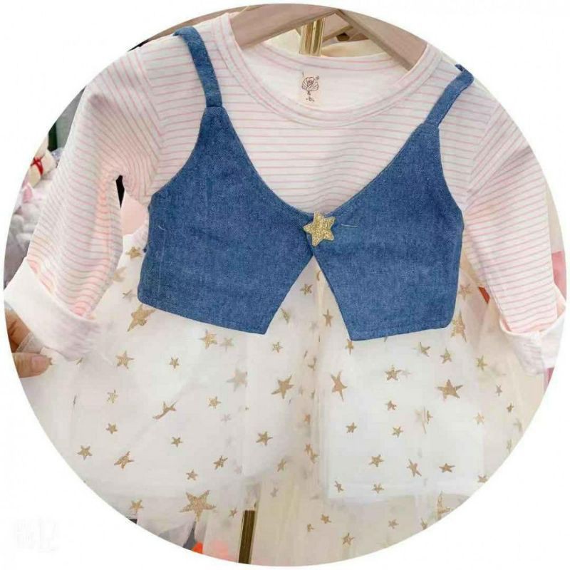 Dress anak import Star Gold