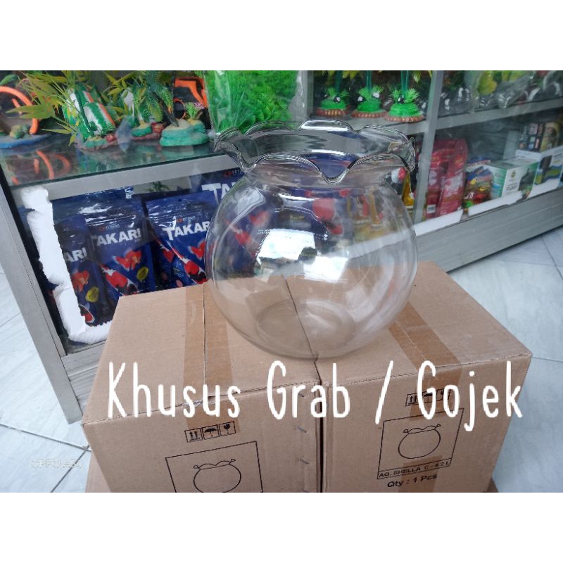 Aquarium kaca bulat 4 liter
