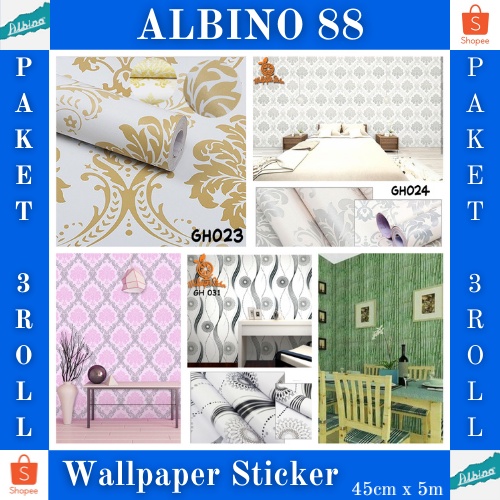 PAKET PROMO 5 ROLL Wallpaper Stiker Dinding Wallpaper Stiker Ruang Tamu Wallpeper Tembok Kamar Tidur 3d Karakter &amp; Elegant Murah MOTIF BATIK ELEGANT