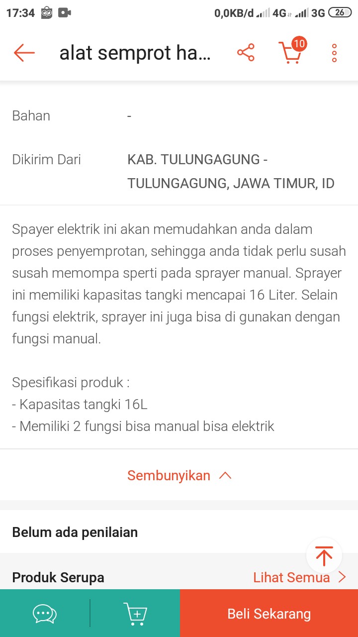 Alat Semprot Hama Tanaman Sprayer Hama Elektrik 16 Liter