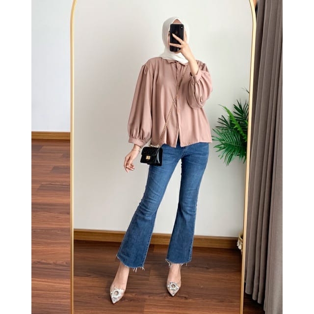 BEFAST - ZFS OOTD Wanita Blouse TIFFNY / ELZE SHAKILA BATWING SHIRT / Pakaian Blouse Kasual / Blouse Kekiniaan Wanita Remaja / Blouse Banyak Warna / Fashion Wanita Casual / Blouse Lengan Panjang / Blouse Polos Terbaru 2022