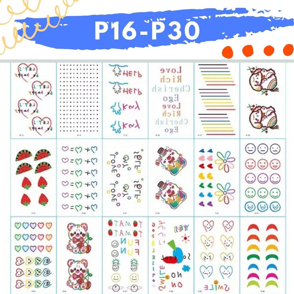 Stiker Tattoo kode P16-P30 | Tato Temporer | Waterproof