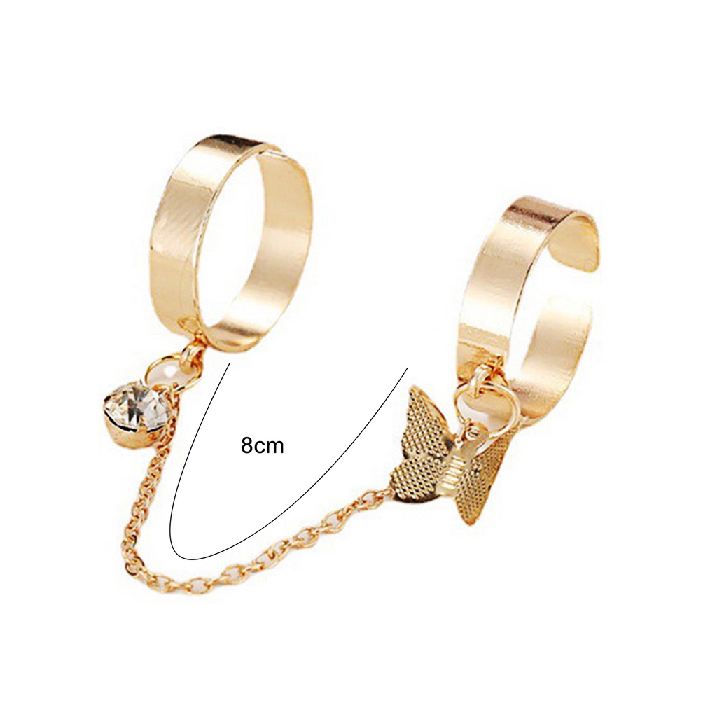 Hu Hu Hu Hu Hu Alat Bantu Pasang Kacamata♡ Set Cincin Knuckle Ring Adjustable Bahan Alloy Hias Berlian Imitasi Untuk Wanita