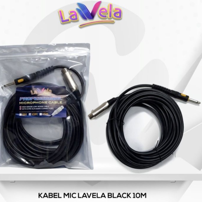 kabel MIC LAVELA 5, 10, 15 meter warna hitam plus jek high grade low noise microphone cable