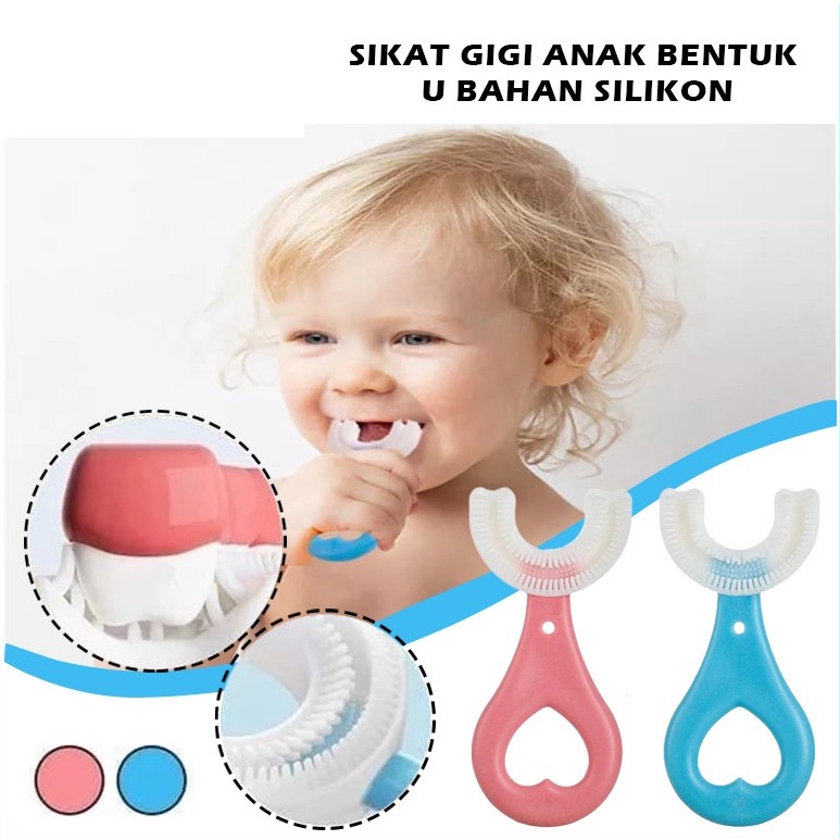 Sikat Gigi Bayi Balita Silikon Bentuk U Baby Training Toothbrush 0774