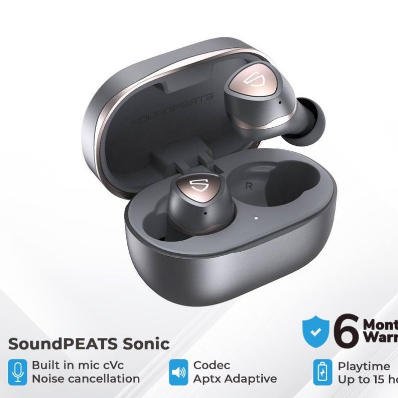 Tws soundpeats sonic original wireless earphone aptx adaptive