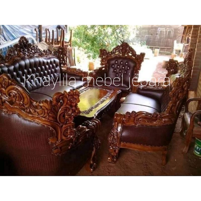 set kursi tamu ukir mebel meubel furnitur jepara antik antiq