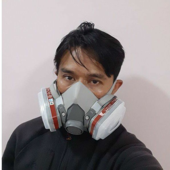 MASKER RESPIRATOR DOUBLE SAFERY MASK FILTER UDARA GAS MASKER KERJA MIRIP 3M