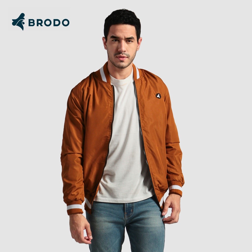 JAKET PRIA KEREN BRODO ORIGINAL - Jacket Bromb Varsity Jacket Brown