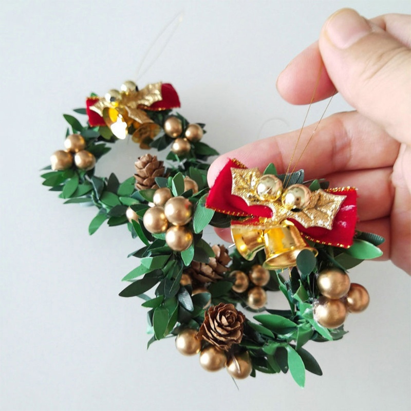 Zzz 5Pcs / Set Miniatur Wreath Bunga Natal Untuk Dekorasi Rumah Boneka