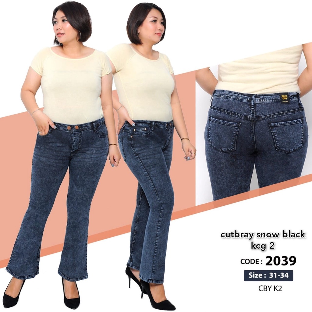 Celana Panjang Jeans Wanita Cutbray Kancing Dua 31 32 33 34 Bisa Bayar Ditempat(COD)