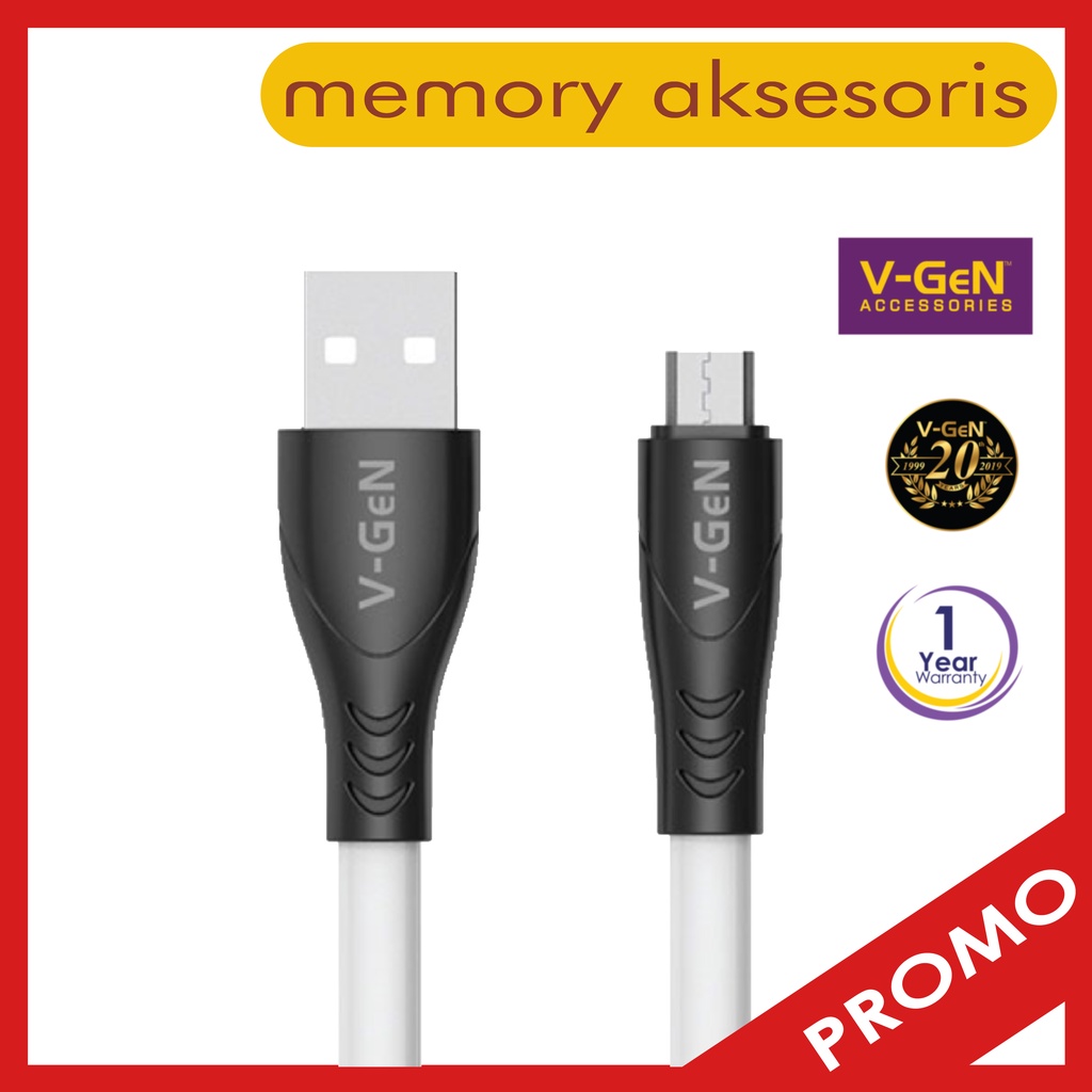 Kabel Micro USB Flat V-GeN VCB-22 3A 1 Meter Fast Charging