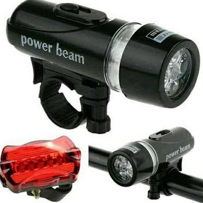 Lampu Sepeda 5 Led Set Paket Depan Belakang Bike Hb618 Powerbeam