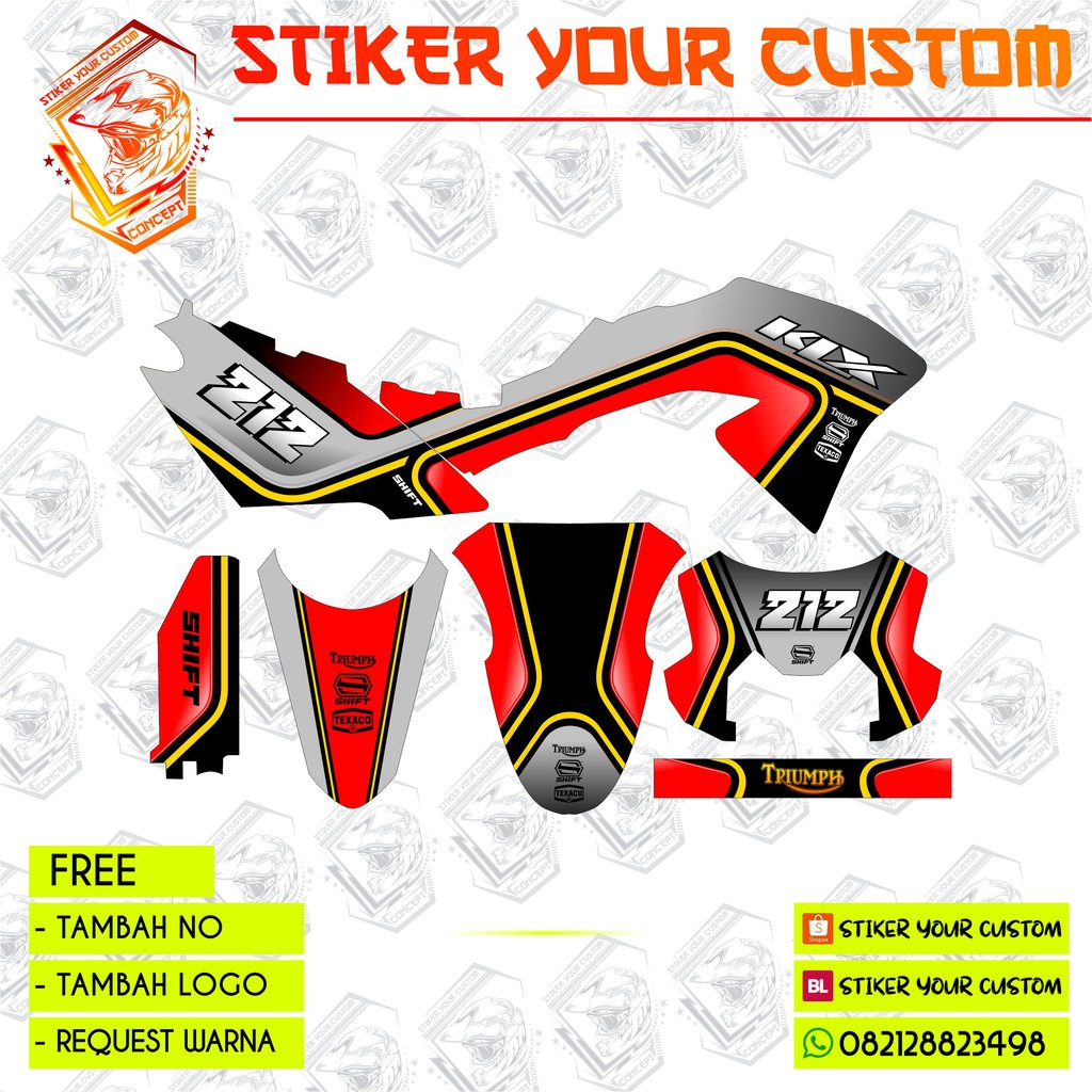 decal stiker klx bf merah abu simpel