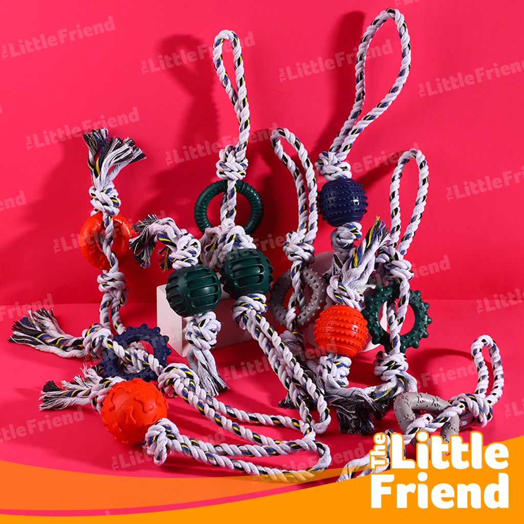 Mainan Tali Gigitan Karet Anjing 2 in 1 Chew Rubber Rope Knot Dog Toy