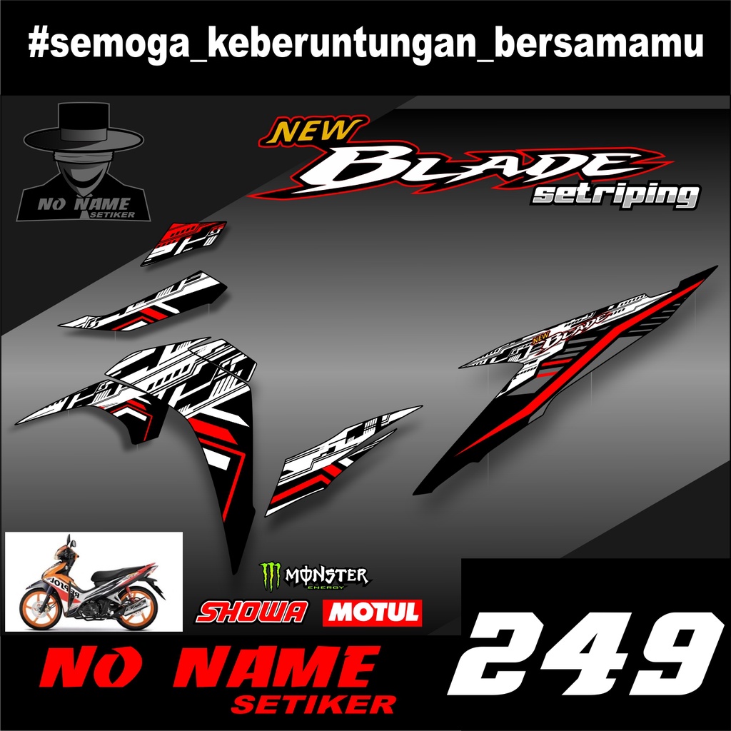 Striping Blade 125 Fi (249) Variasi Stiker Sticker Skotlet Motor Body Lis Semifull