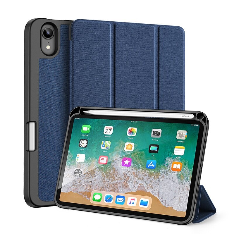 iPad mini 6 Leather Case Slim Book Cover with Slot Pencil