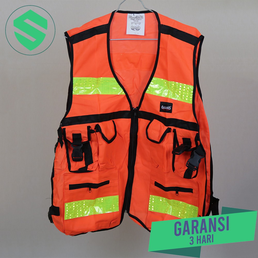 Rompi Safety Tebal Asgard 6KR - Orange - High Visibility - Proyek Konstruksi