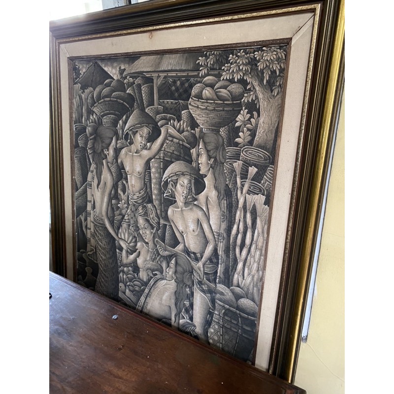 LUKISAN ANTIK PASAR BALI PENDUDUK BALI