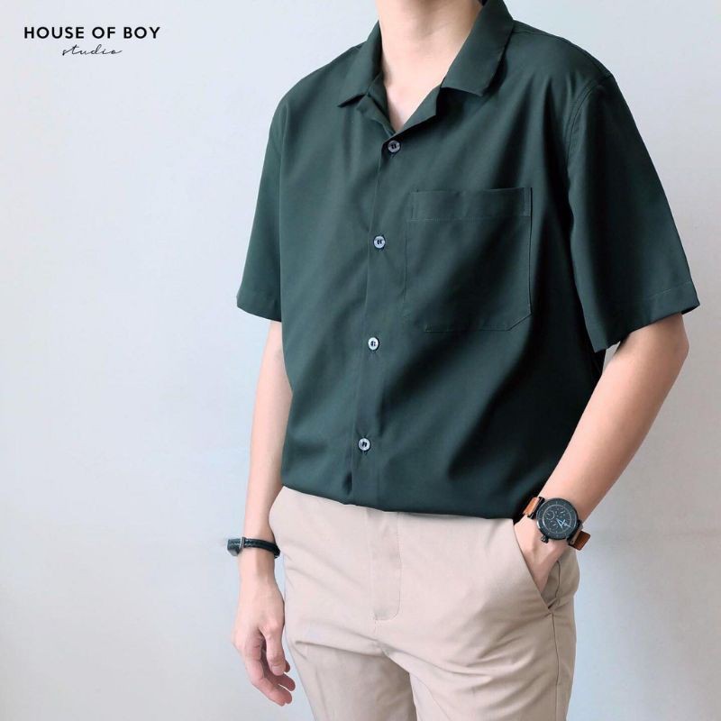  Kemeja  Oversize  Earth Tone Kmeja Pria  Santai Polos 