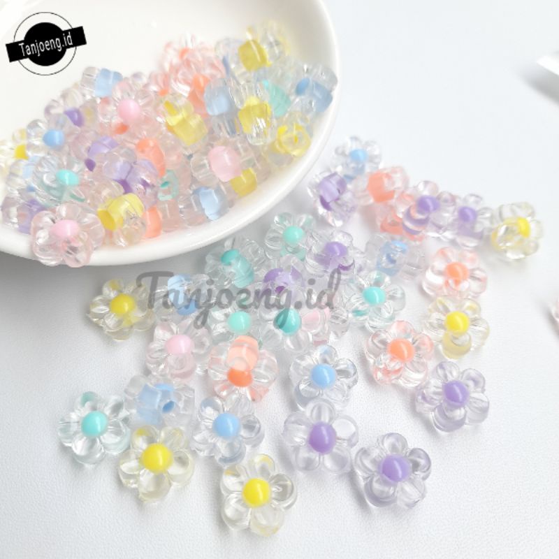 (40 pcs) Mute Bening Isi Manik Manik Bunga Mote Candy Isi Warna Pastel